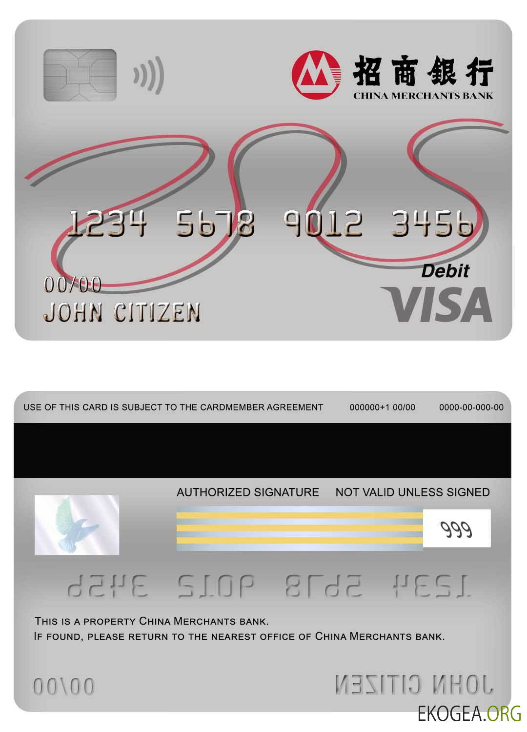 Carte de débit visa de la China Merchants Bank